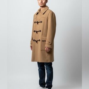 Vintage Utex Mens Camel Toggle Coat Size 40 Plaid Lining Virgin Wool Winter Coat